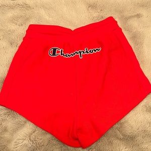Red champion sweat shorts